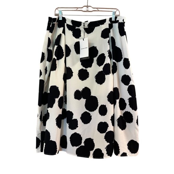 Who What Wear Ivory & Black Brushed Dot A-Line Midi Skirt Side Zip sz 16 NWT! - Picture 2 of 2
